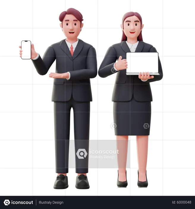 Business people with smart device  3D Illustration