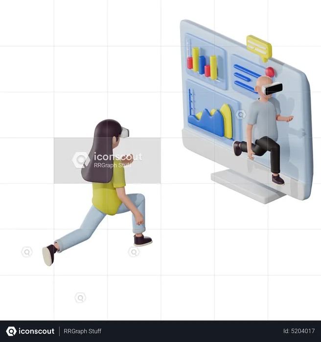 Business people working using metaverse  3D Illustration