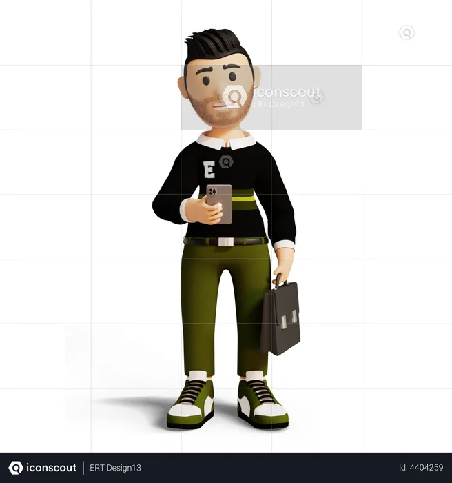Business person going to office while chatting on phone  3D Illustration