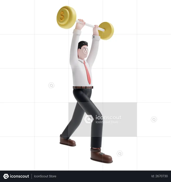 Business person lifting weight  3D Illustration