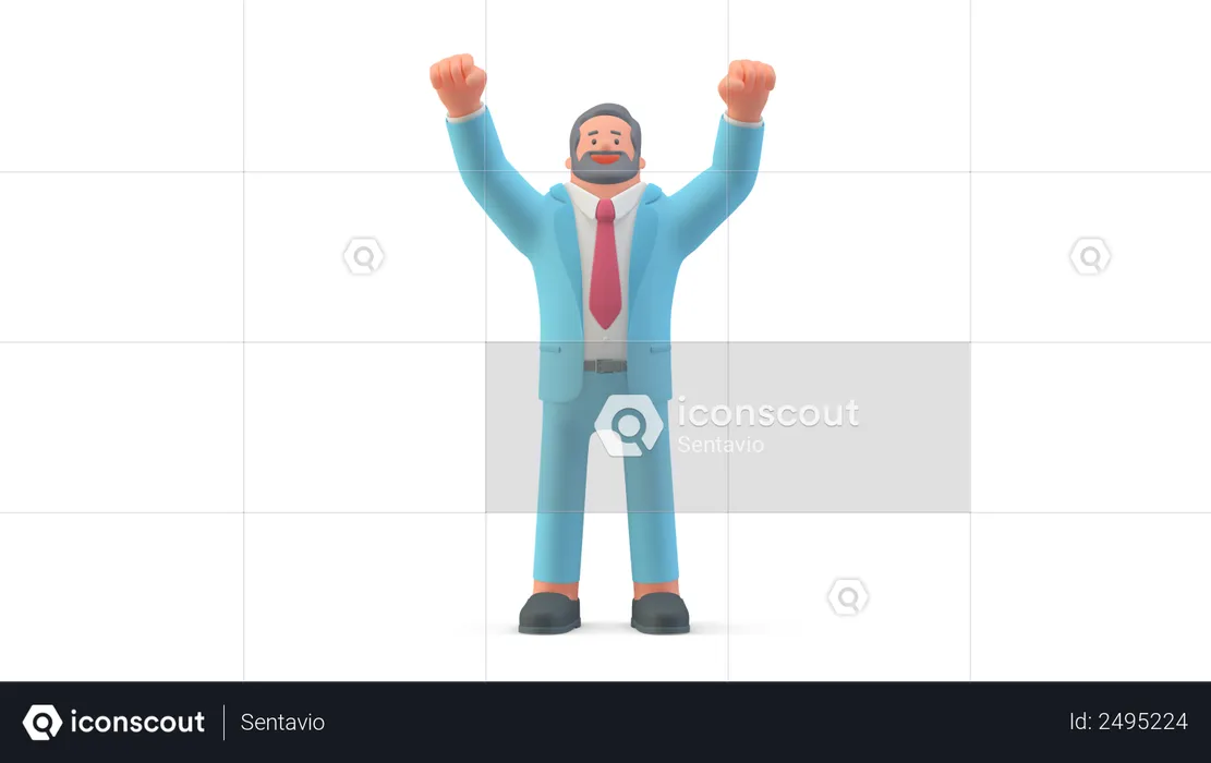 Business person raising both hands  3D Illustration