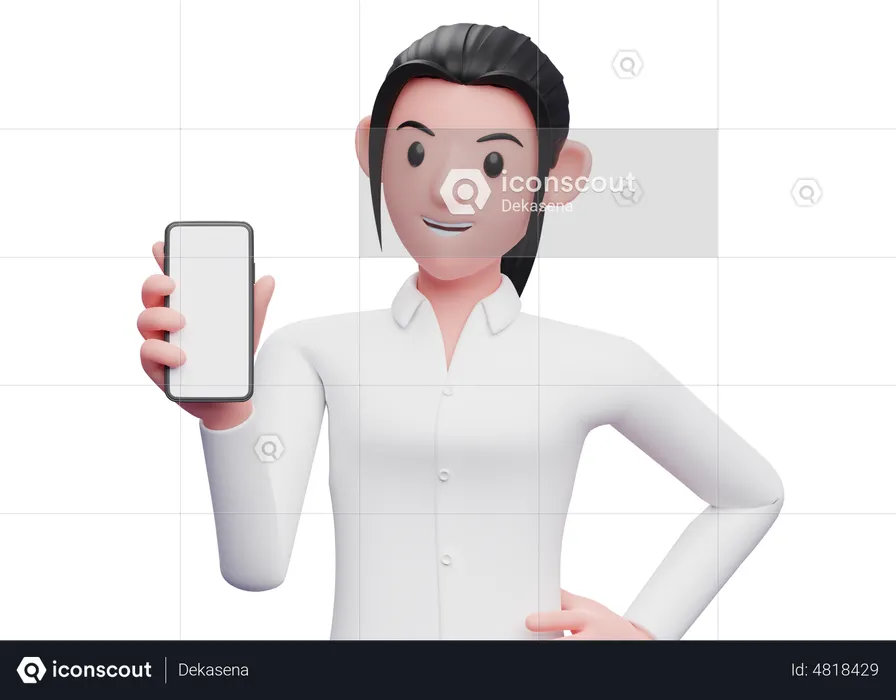 Business person showing blank phone screen  3D Illustration