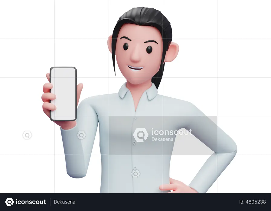 Business person showing blank phone screen  3D Illustration