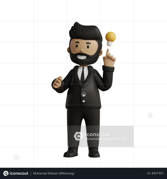 Business person with creative idea  3D Illustration