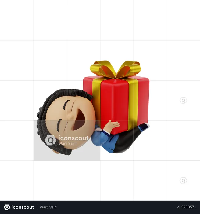 Business person with giftbox  3D Illustration