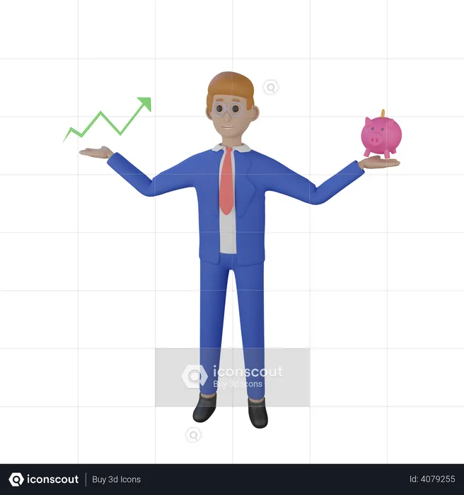 Business person with investment profit  3D Illustration