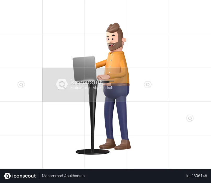 Business person working on laptop  3D Illustration