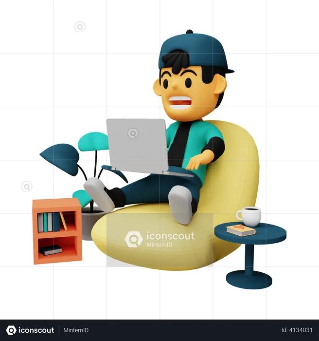 Business person working on laptop  3D Illustration