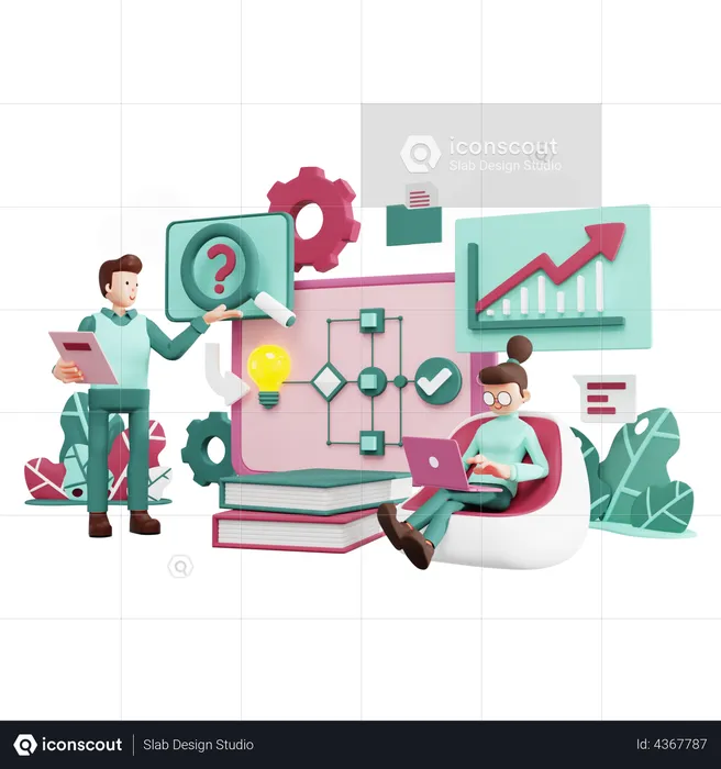 Business Process and Workflow  3D Illustration