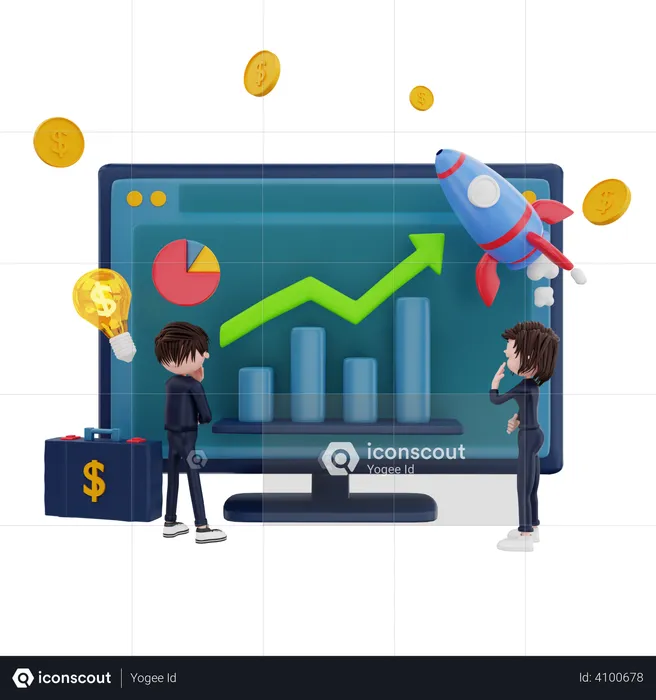 Business Startup Analysis  3D Illustration