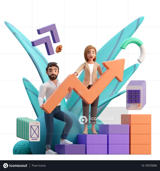 Business Team Doing Business Growth  3D Illustration