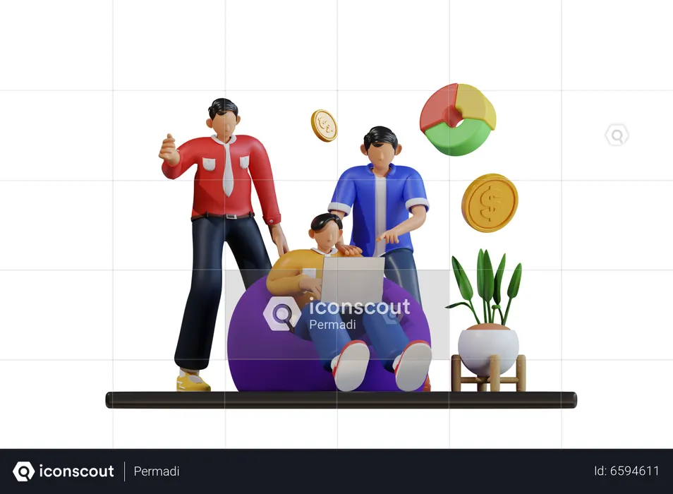 Business team doing discussion  3D Icon