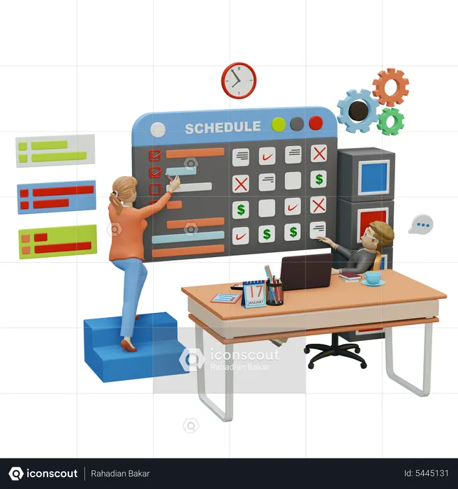 Business team doing schedule management  3D Illustration