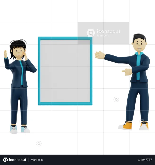 Business team giving presentation  3D Illustration
