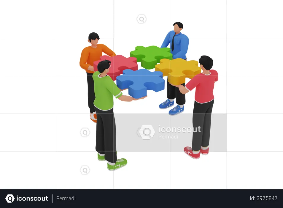 Business team solving problem  3D Illustration