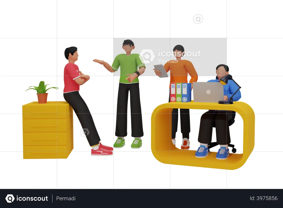 Business team working on project  3D Illustration