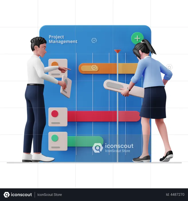 Business team working on project  3D Illustration