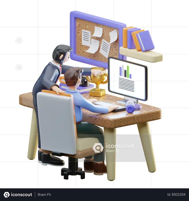 Business Team Working Together  3D Illustration