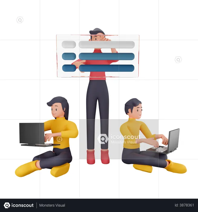 Business team working together  3D Illustration