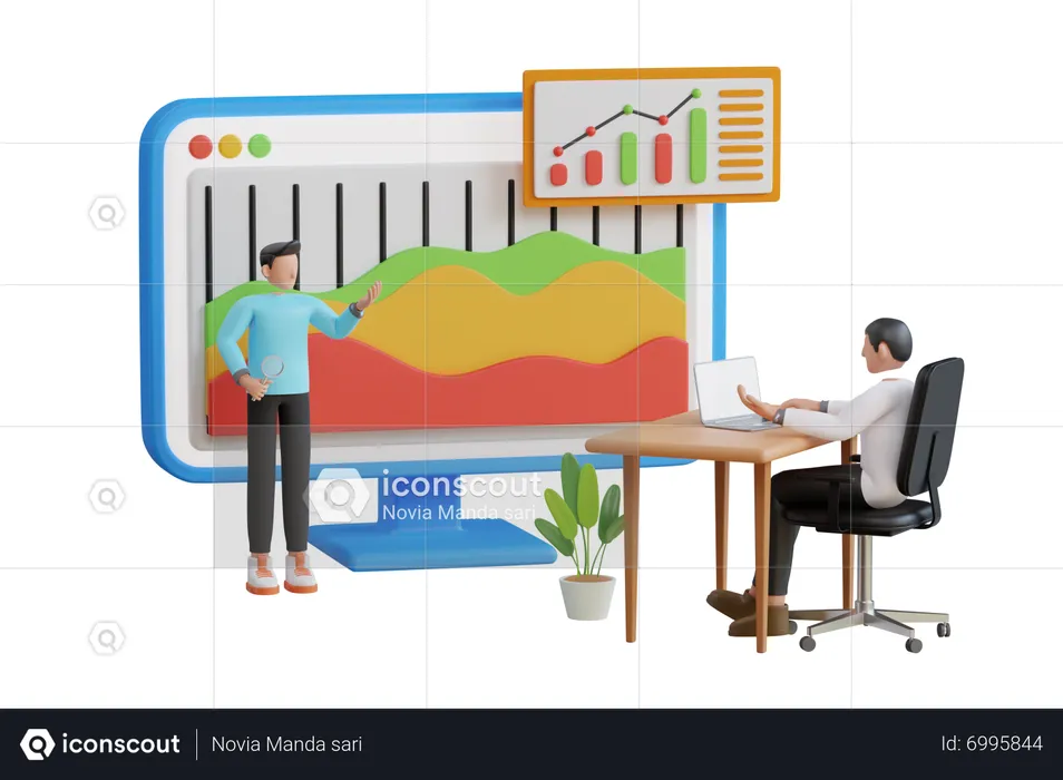 Business trainer discussing business strategy  3D Illustration