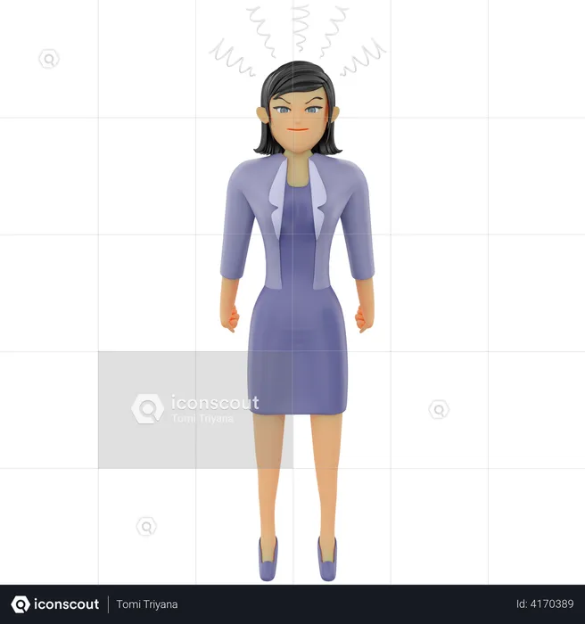 Business woman angry pose  3D Illustration