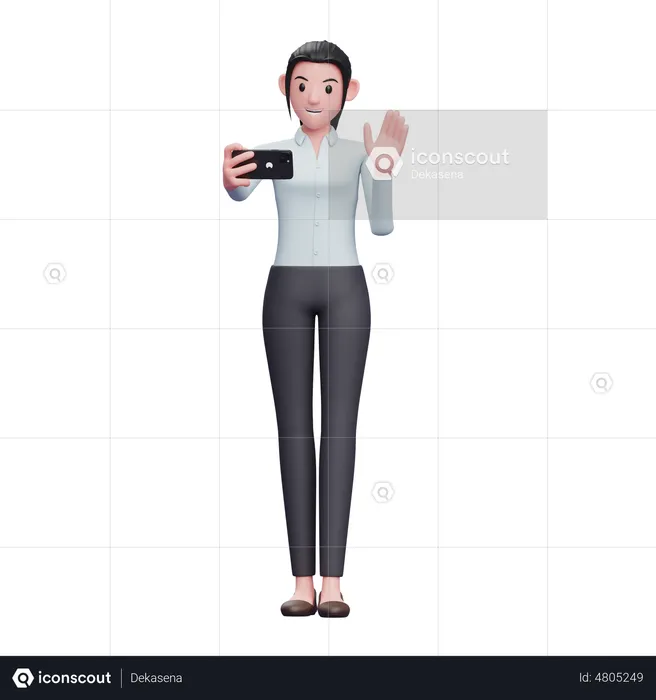 Business woman attending video call  3D Illustration