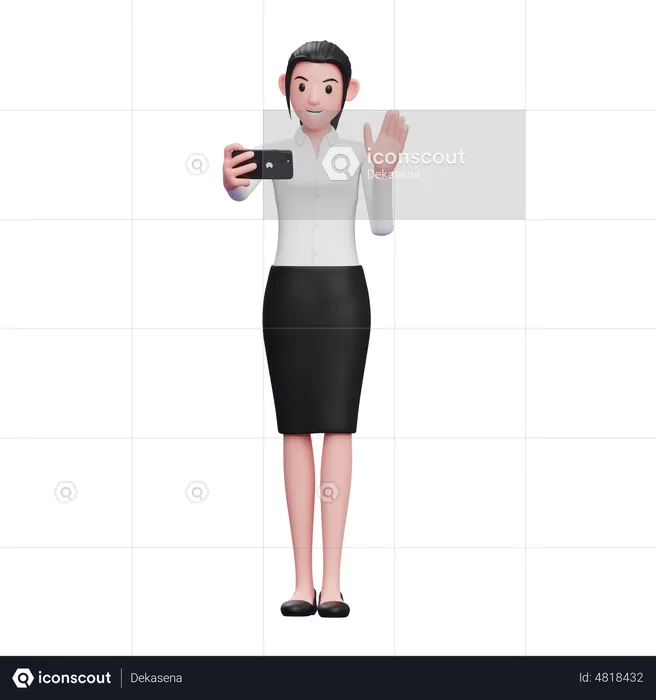 Business woman attending video call  3D Illustration