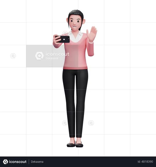 Business woman attending video call  3D Illustration