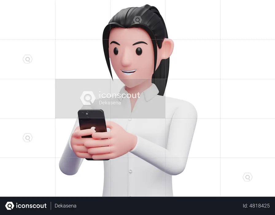 Business woman chatting on smartphone  3D Illustration
