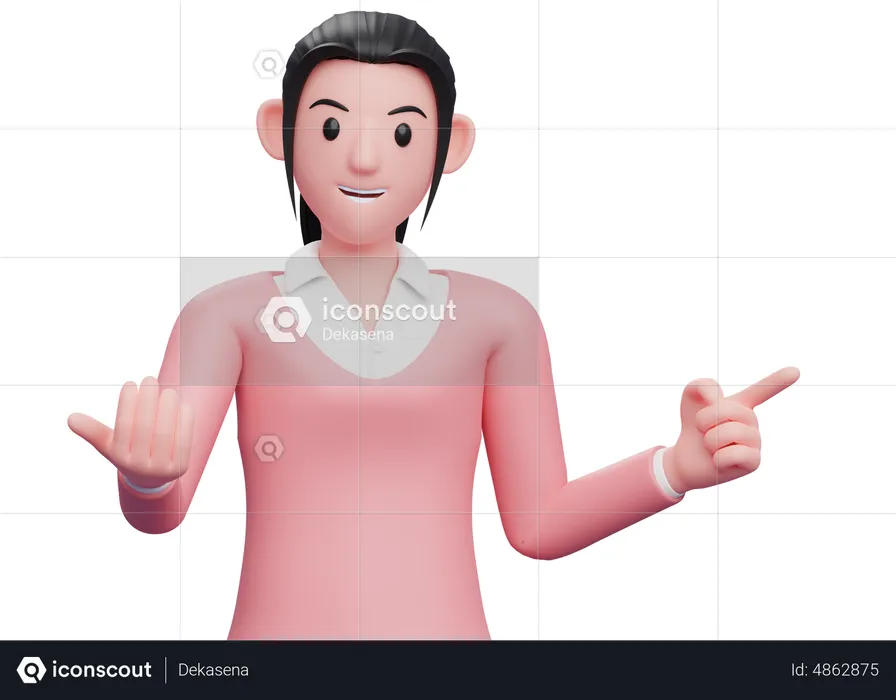 Business woman come here gesture while pointing to the side  3D Illustration