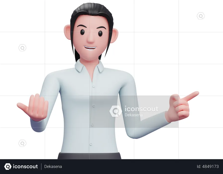 Business woman come here gesture while pointing to the side  3D Illustration