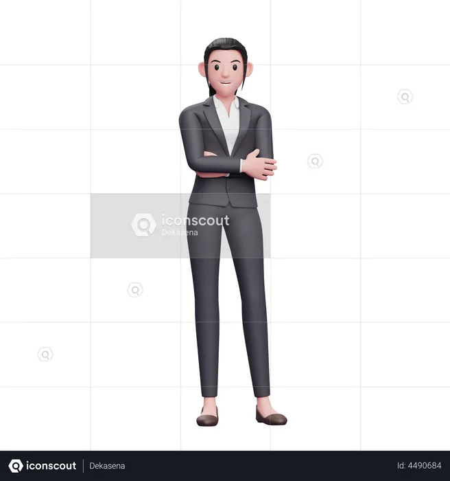 Business Woman with Crossed Arms  3D Illustration