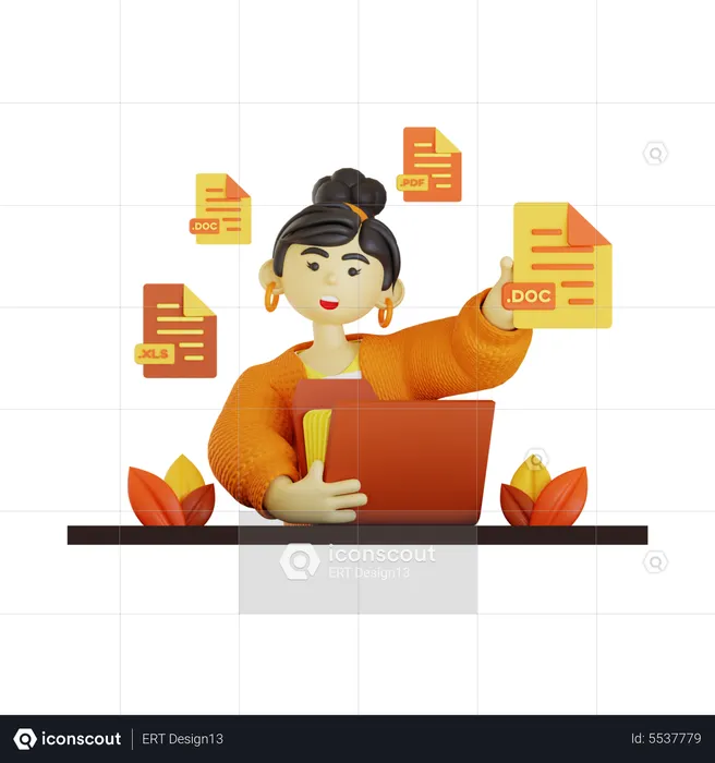 Business woman doing paperwork  3D Illustration