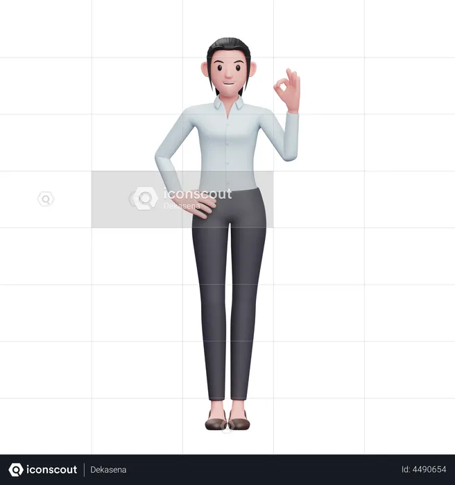 Business Woman Showing super sign  3D Illustration