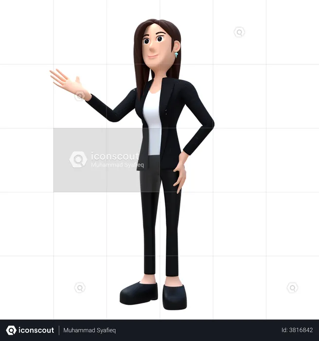 Business Woman Gives Business Advise  3D Illustration