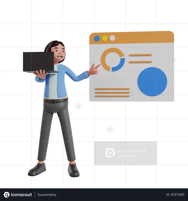Business Woman Giving Business Presentation  3D Illustration