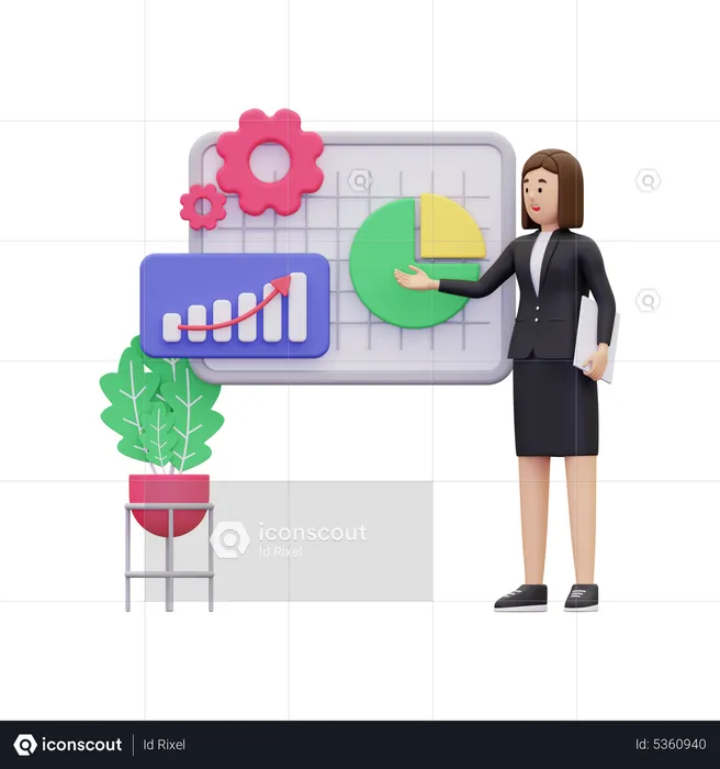 Business woman giving presentation  3D Illustration