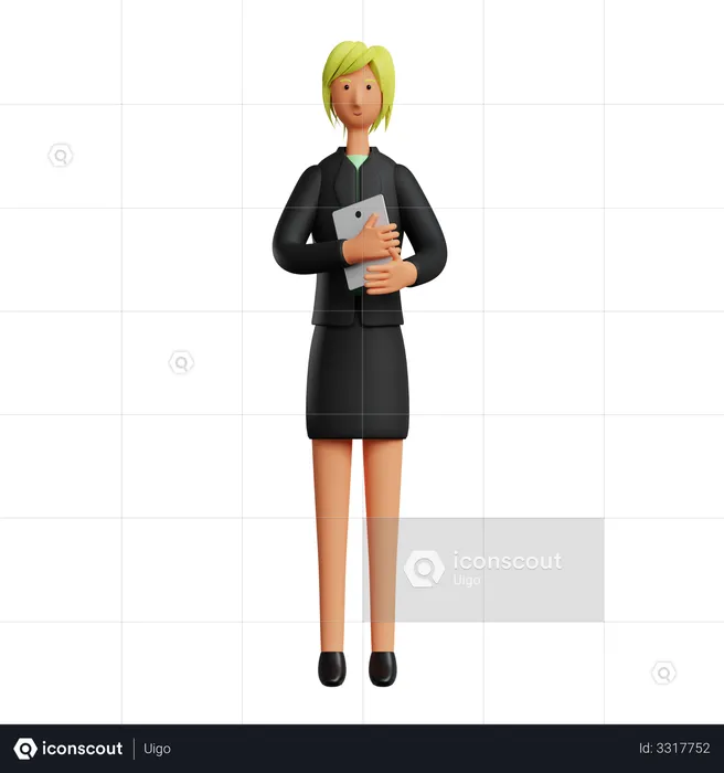 Business woman holding laptop  3D Illustration