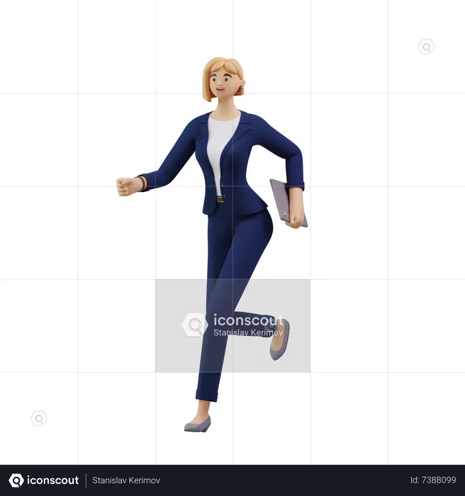Business Woman In Rush  3D Illustration