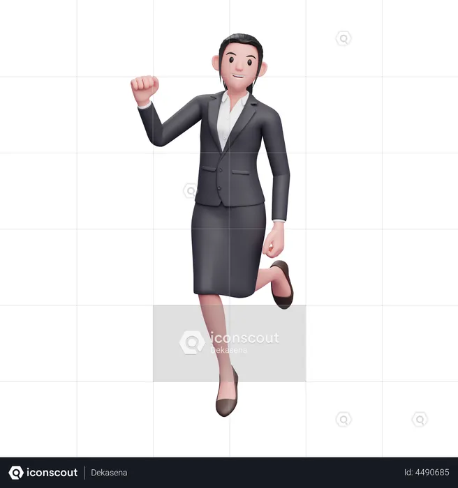 Happy Business Woman  3D Illustration