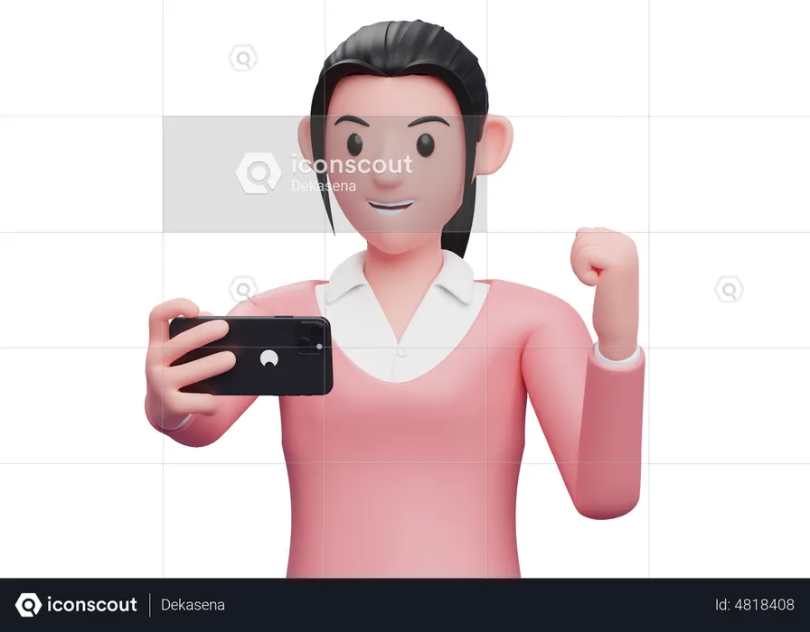 Business woman making a video call  3D Illustration