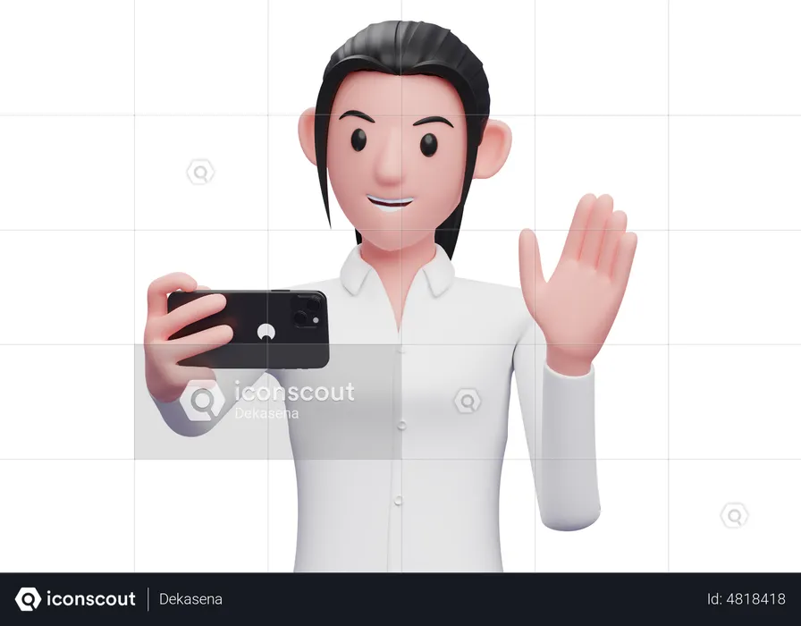 Business woman making a video call  3D Illustration