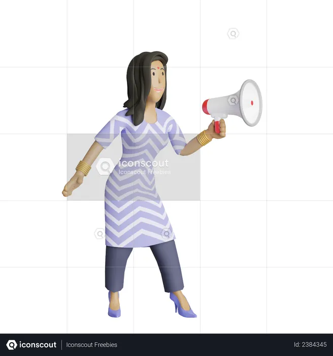 Business woman making announcement  3D Illustration