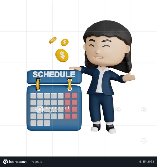 Business woman planning schedule  3D Illustration