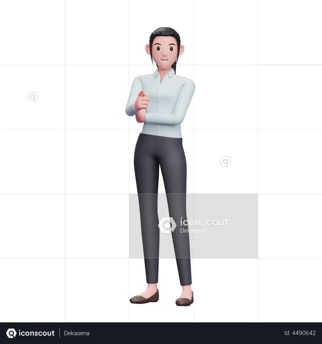 Business Woman Pointing At Camera  3D Illustration