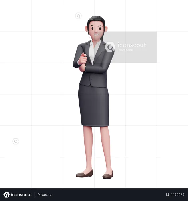 Business Woman pointing finger  3D Illustration