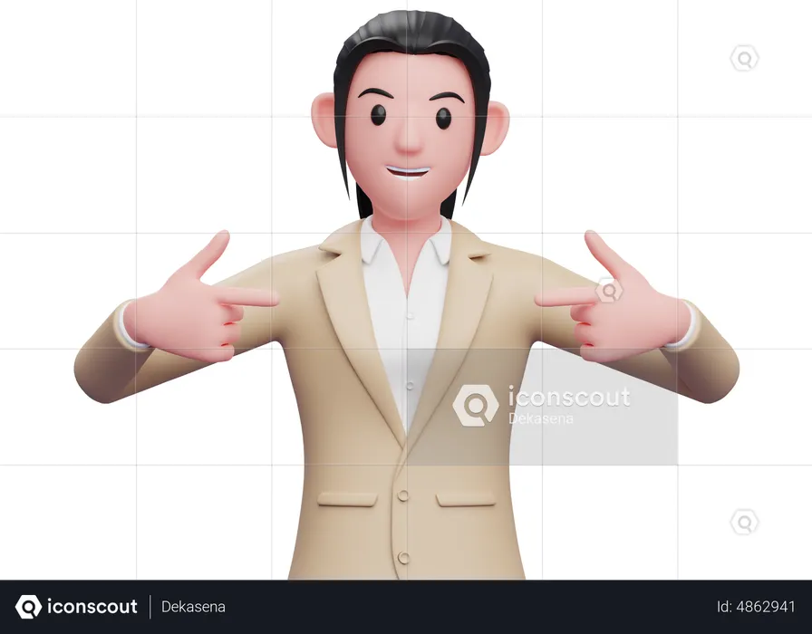 Business woman pointing fingers at herself  3D Illustration