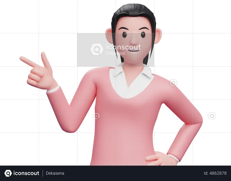 Business woman pointing to the side  3D Illustration