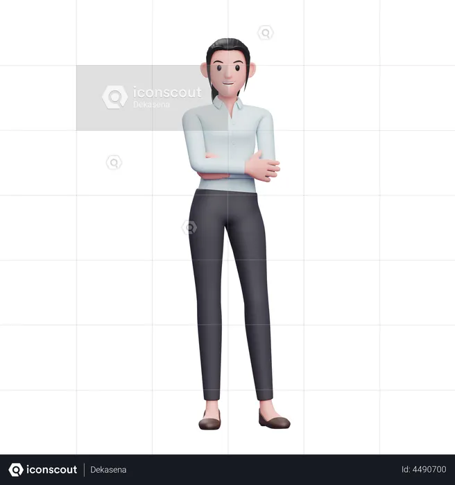 Business Woman Posing With Crossed Arms  3D Illustration