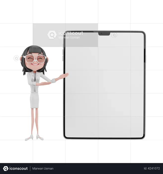 Business woman presenting blank tablet screen  3D Illustration